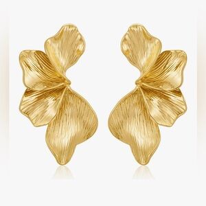 Gold Floral Statement Earrings